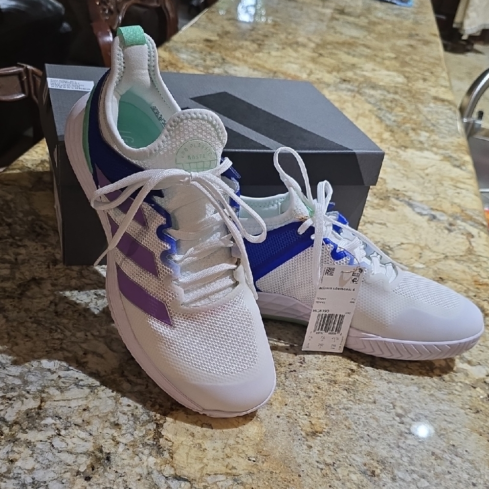 Adidas White and Blue/Purple Tennis Shoes